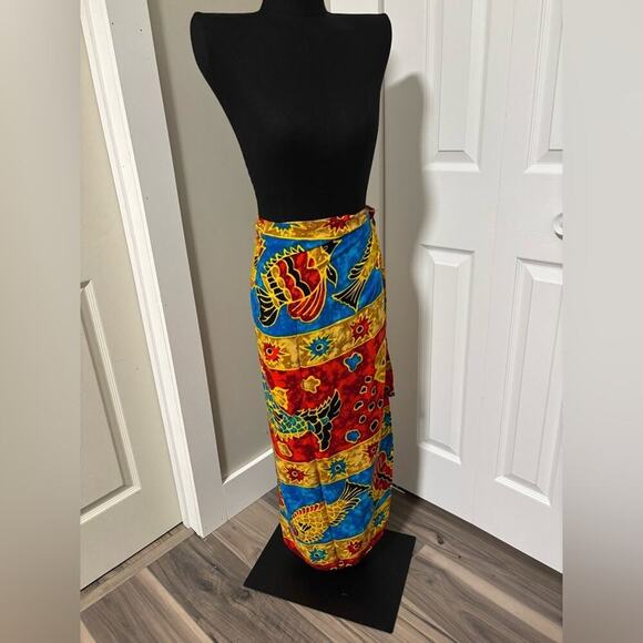 Boho Tribal Wrap Sarong Skirt Oceanic Fish Print best fit Size Small - Medium - Picture 1 of 4